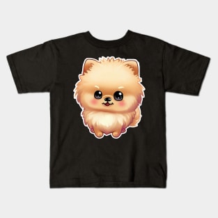 cute pomeranian dog pet portrait cartoon vector illustration Kids T-Shirt